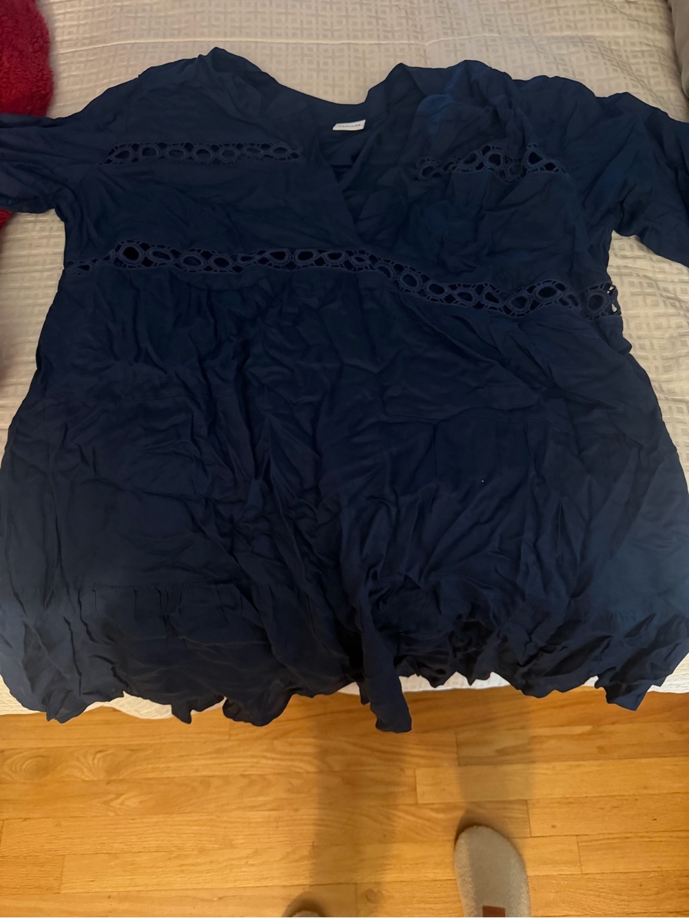 Women’s Navy Swim Cover-Up with Eyelet Trim